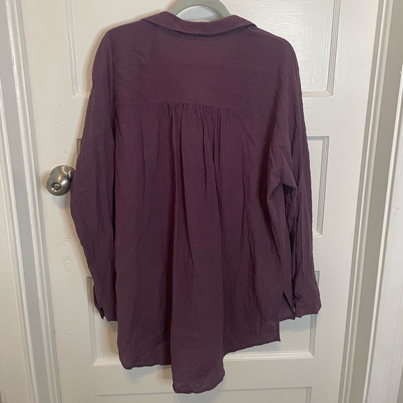 Free People Love Her Madly Button Up Shirt Size S Purple Oversized - Picture 4 of 5